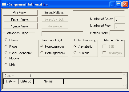 Окно Component Information